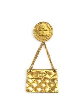 Chanel Cc Logo Brooch Gold-Tone Metal #208421C57B